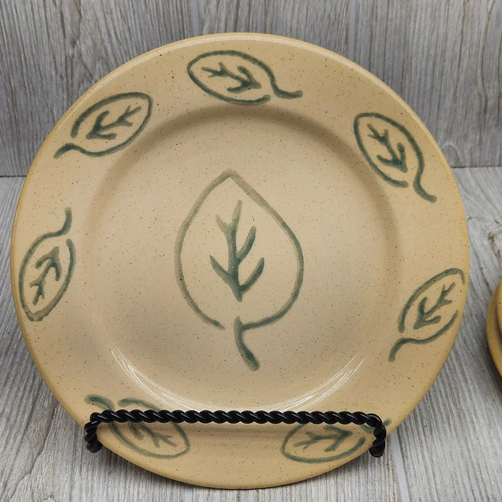 Pier 1 Italia Leaf Handpainted Earthenware Salad Plates Set of 4 Made in Italy